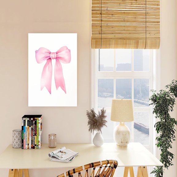 Aaheei Preppy Canvas Wall Art, Pink Bow Fashion Poster, Teen Room or Dorm Bedroom Decor, Girly Aesthetic Wall Print, Modern Inspirational Canvas Artwork 8 x 10 in