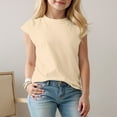 thumbnail image 2 of Karoyedx Tops for Girls Ruffle Sleeve Shirts Summer Crewneck Eyelet Tee Tops Casual Cute Blouse Beige Size,7-8 Years, 2 of 5
