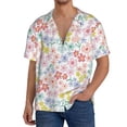 thumbnail image 1 of Balery Retro Floral Camisa Casual de Manga Corta con Botones para Hombre, Texturizada, Estilo Cubano, para Playa, Verano-Small, 1 of 5