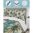thumbnail image 3 of Quilts Queen Size Bedding Set, Tropical Plant Reversible Summer Quilt 3 Pieces, Summer Watercolor Boho Palm Tree on Linen Lightweight Bedspreads Coverlets with 2 Pillow Shams for All Seasons, 3 of 5