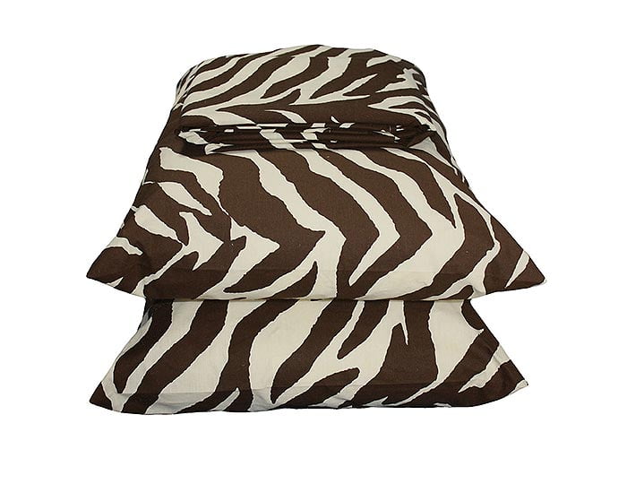 Brown & Cream Zebra Print Sheet Set Extra Long Twin Size Closeout