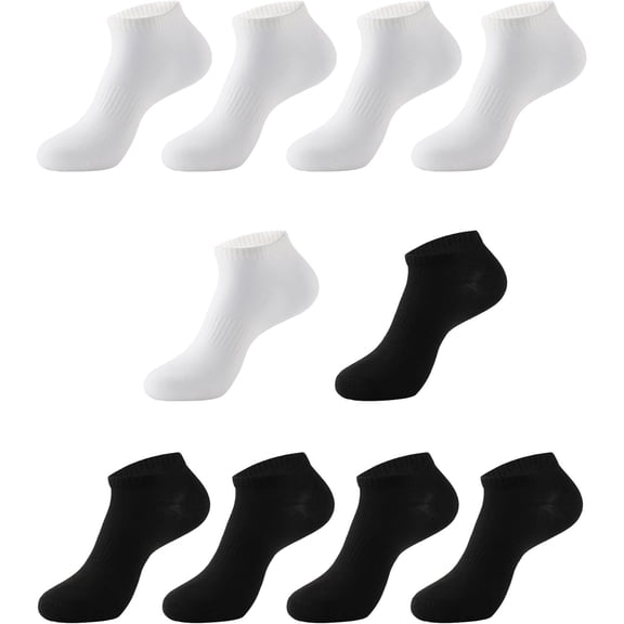 OQRKI Ankle Socks for Women - 10 Pairs Women'S Athletic Running Low Cut No Show Socks,Classic Black and White Socks