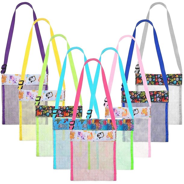 9 Piezas Bolsas De Conchas Para Niños Bolsas De Malla Coloridas Conchas Marinas Bolsas De Playa De Malla Bolsa De Malla Bolsa De Almacenamiento Con Correa Ajustable Para Almacenamiento De Juguete