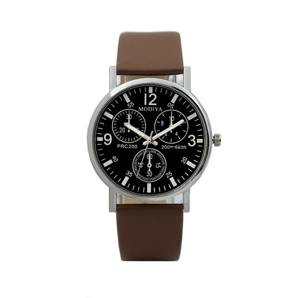 Mens Watches Three Eye Watches Quartz Mens Watch Blue Glass Belt Watch Men