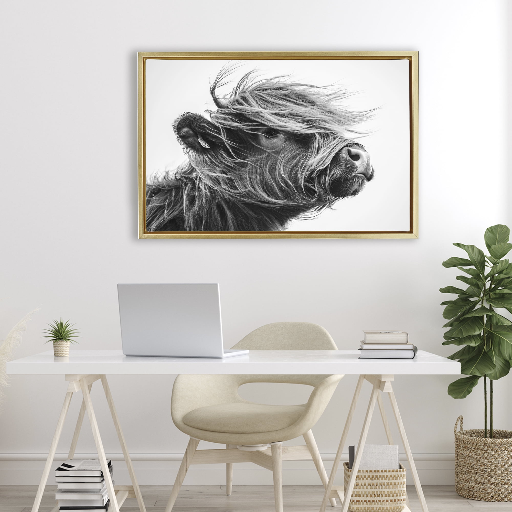 Stupell Industries Handsome Highland Portrait Gold Framed Floater Canvas Wall Art, design by Tina LeCour