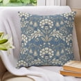 thumbnail image 3 of Pillow Covers 16x16 Set of 2, Blue Flowers Throw Pillow Covers Decorative Couch Cushion Cover, Spring Floral Modern Abstract Art Microfiber Soft Square Pillowcases for Bedroom Living Room Sofa, 3 of 9