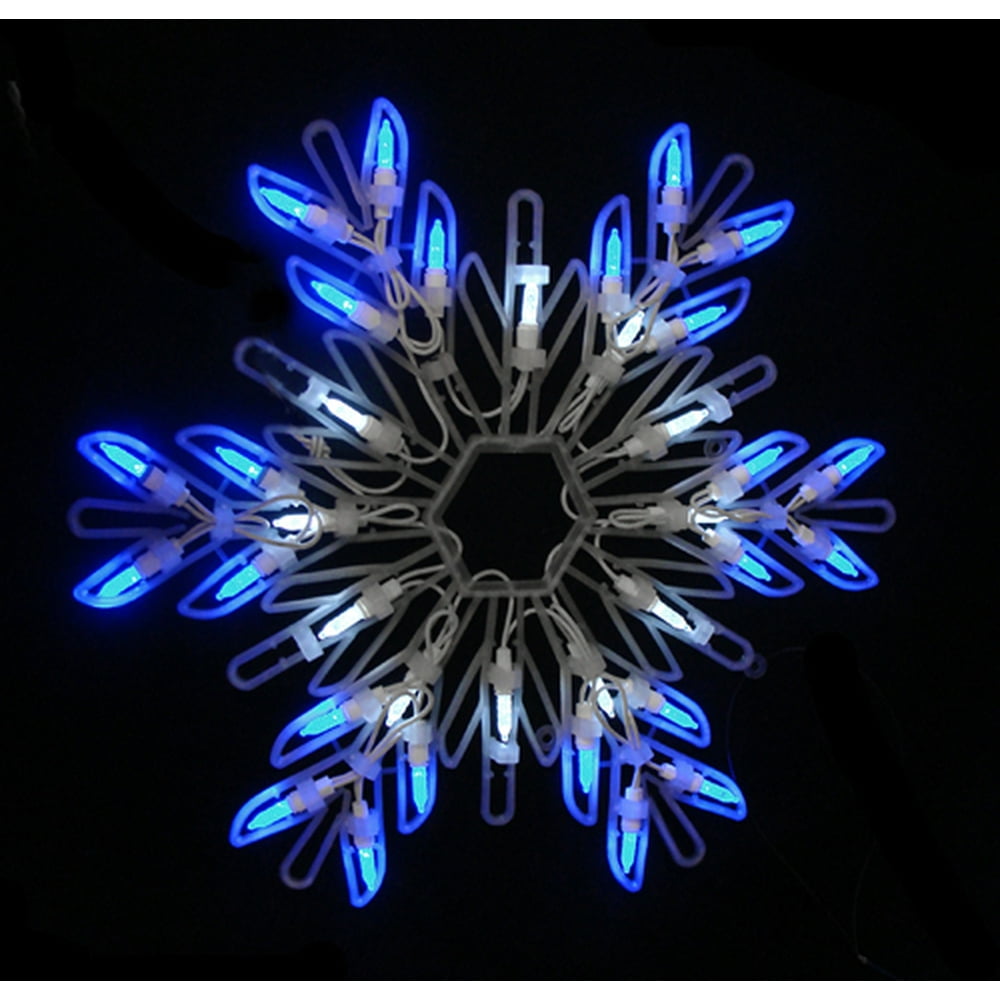 15" Pure White & Blue LED Lighted Snowflake Christmas Window Decoration