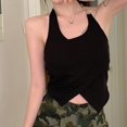 thumbnail image 4 of Irregular HalterNeck FakeTwoPiece Camisole Vest Sleeveless OuterWear, 4 of 9