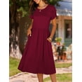 thumbnail image 4 of Zeagoo Short Sleeve Dress for Women Boho Beach Dresses Aline Midi Sundress with Pocket Casual Loose Shift Dress Summer Floral Tshirt Dress, 4 of 6