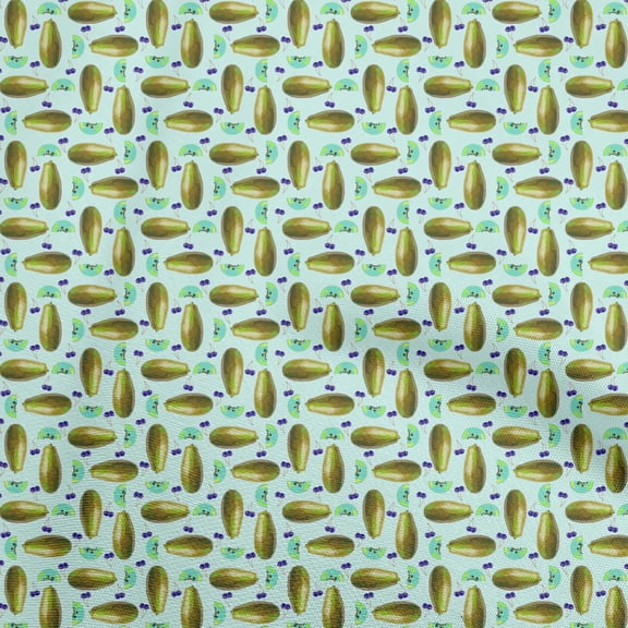 oneOone Viscose Jersey Turquoise Blue Fabric Fruits Papaya Sewing Fabric By The Yard Printed Diy Clothing Sewing Supplies 60 Inch Wide