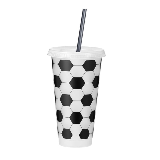Vaso reutilizable de fútbol de 710 ml, botella de plástico de 24 oz, vaso con temática de fútbol, artículos para fiestas deportivas, recuerdos de fiesta.