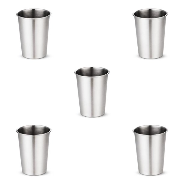 Monstrate Taza de café de acero inoxidable, práctica taza de agua potable, bebidas frías, soporte apilable para acampar, hogar, exterior, plata, 350ML color verdadero 350ML 5piezas Monstrate CBP182363