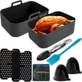 thumbnail image 3 of 2Pcs Friteuse à Air Chaud Pot en Silicone avec Poignée Réutilisable Panier Résistant à la Chaleur Anti-Adhésive Pan 2 Mats Gants pour Four, 3 of 11