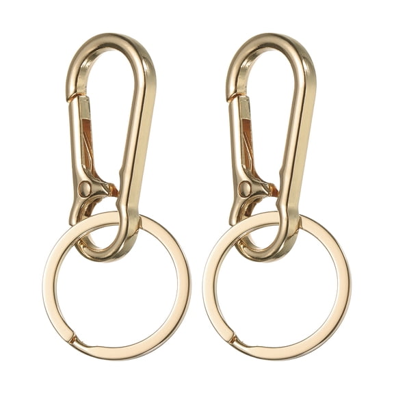 Uxcell 2 Pcs Car Key Chain Ring Clip 2.8 Inch Metal Keychain Key Fob Wristlet Keychain Fit Women Men for Home Car, Gold