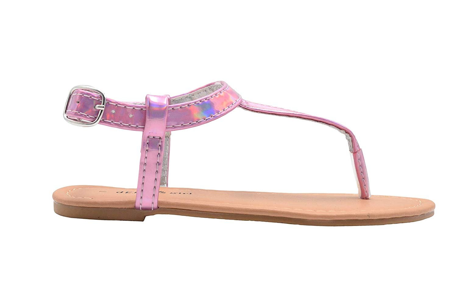 Bebe Girls Stylish and Modern Iridescent Sandals with Holographic Straps Toddler/Little Kid/Big Kid