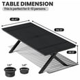 thumbnail image 7 of Crestlive Products 94" Outdoor Dining Table for 8-10, Aluminum Sturdy Frame with Umbrella Hole, Black Wood-Grain Top, 7 of 7