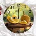 thumbnail image 2 of Soliyoahee Durian Clock 10inch Round Wooden Wall Clock Bathroom Decoration Silent No Tick Battery Powered Suitable for Bathroom Kitchen Living Room Bedroom, 2 of 5
