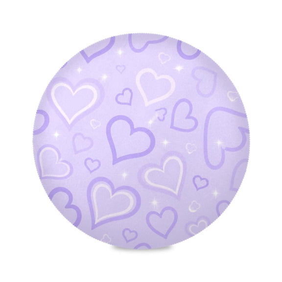 15" Purple-hearts Printed Round Placemats Set of 1 Heat Resistant Table Mat for Kitchen for Party Deco
