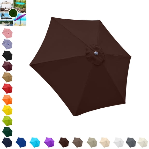 6-11 FT Patio Umbrella Replacement Canopy – Waterproof UV Resistant Outdoor Parasol Cover for 6-Rib Market Umbrella, Fade-Resistant Polyester Fabric for Garden, Pool, Deck, Patio
