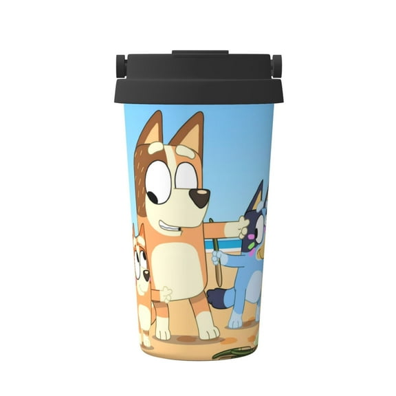 Saiise Bluey Print Travel Coffee Mug 16oz,Insulated Coffee Mug to Go,Reusable Coffee Travel Mug with Seal Lid,Vacuum Stainless Steel Coffee Cups for Hot/Ice Coffee Tea