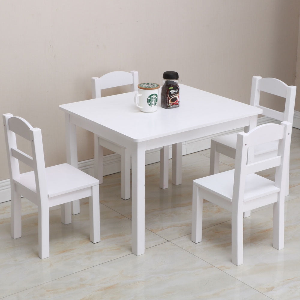 UBesGoo Sturdy Kids Wooden Table and 4 Chairs Set, 5 Pieces - Walmart.com