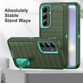 thumbnail image 5 of SaniMore for Samsung Galaxy S24 Hybird Case, [Tempered Glass Screen Protector] Rugged PC Back Shockproof TPU Shell Hidden Kickstand Drop Resistant Anti-slip Heavy Duty Protective Cover, F-Green/Cyan, 5 of 9