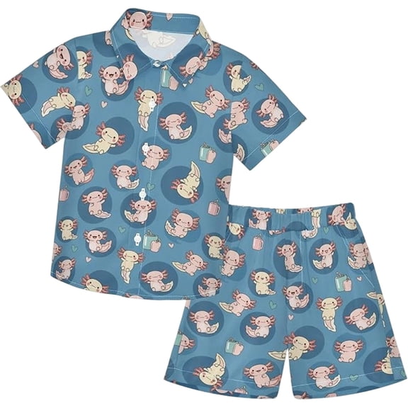 XAOFW Toddler Boy Outfits Short Sleeve Cartoon Print Shirts Shorts Toddler Kids Summer Cute Clothing Sets 3-4 Years
