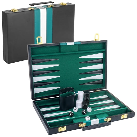 Set de backgammon RERIVER 2 Players Classic con funda de piel sintética