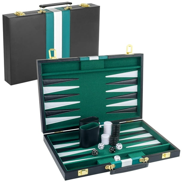 Set de backgammon RERIVER 2 Players Classic con funda de piel sintética