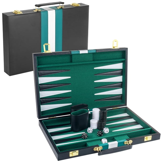 Set de backgammon RERIVER 2 Players Classic con funda de piel sintética