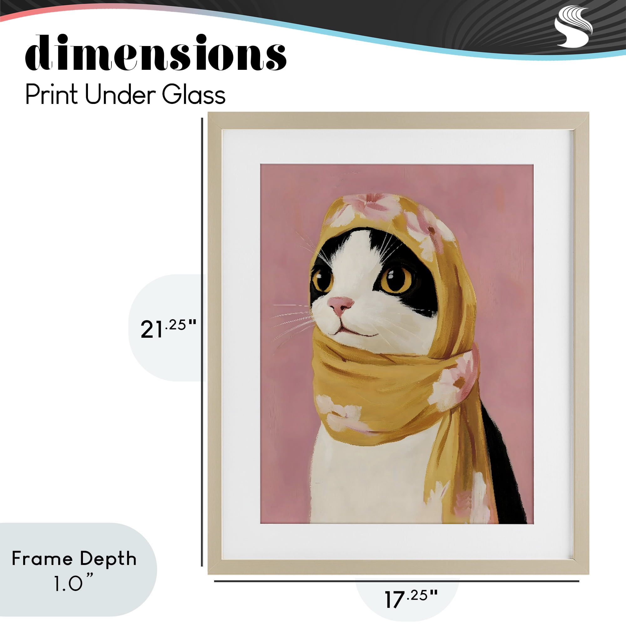 Stupell Industries Cat Babushka in Yellow Scarf Birch Framed Print Under Glass, design by The Prints Vibe