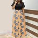 thumbnail image 1 of Puntoco Vestido De Manga Corta Con Cuello Redondo Y Falda Larga Estilo Resort Con Estampado Floral Para Mujer Negro Xl,Regalos Para Mujer Joven, 1 of 5