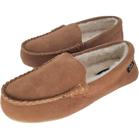 

Clarks Women s Venetian Moccasin Suede Indoor/Outdoor Faux Fur Lining Slippers (10 M US Cognac)