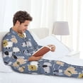 thumbnail image 4 of Mens Pajamas Set, Cute Dog sleep Puppy Button Down Long Sleeve Loungewear Sleepwear Pjs sets for Men, 4 of 5