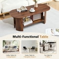 thumbnail image 4 of Wirrytor Oval Coffee Table, Farmhouse Modern 2-Tier Storage Accent Center Table With Wooden Dual Base For Living Room Bedroom Apartment, Easy Assembly, Rustic Brown, 4 of 9