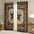 thumbnail image 2 of Manfei Western Texas Stars Curtains and Drapes (38x45), Brown Damask Curtains Pack of 2, Vintage Bohomian Black Out Curtains, Super Cozy Room Decor, 2 of 6