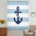 thumbnail image 3 of Aqua Stripe Nautical Sheer Curtains 72 Inches Long, Navy Blue Anchor Summer Coastal Light Filering Curtains, Breathable Simi Curtain Privacy Drapes for Living Room Bedroom Window Treatment, 3 of 9