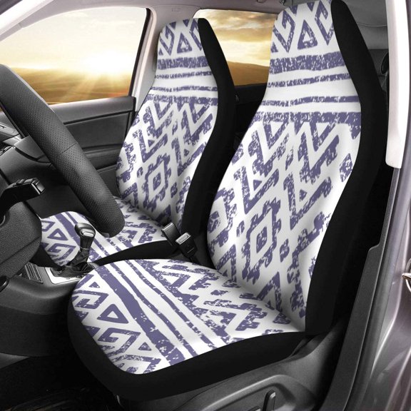 FMSHPON Set of 2 Car Seat Covers Geometric Pattern for Your and Tribal Motifs Gray Universal Auto Front Seats Protector Fits for Car,SUV Sedan,Truck