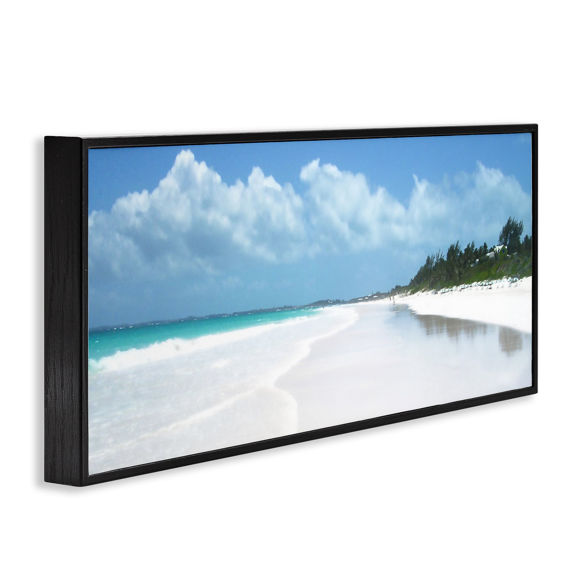 Stupell Industries Pink Sands Shore Landscape Photography Black Framed Art Print Wall Art, 24 x 10