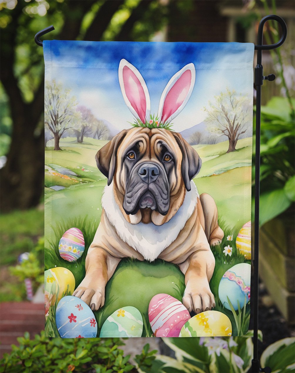 Mastiff Easter Egg Hunt Garden Flag 11.25 in x 15.5 in
