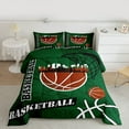 thumbnail image 3 of Feelyou Modern Basketball Player Bedding Comforter Set for Kid, Cartoon Ball Print Twin Comforter Sets, Stripes Abstract Green Reversible Bedding Set, Ultra Soft Bedroom Decor, 2 Pieces, 3 of 9