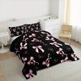 thumbnail image 3 of Homewish Pink Bowknot Bowtie Bedding Comforter Set for Girls, Princess Bow Knot Twin Comforter Sets, Black Pink Bedding Set, Lightweight Room Decor, 3 of 8