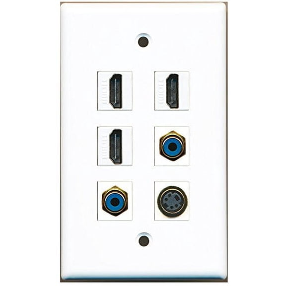 RiteAV - 3 HDMI 2 Port RCA Blue 1 Port S-Video Wall Plate