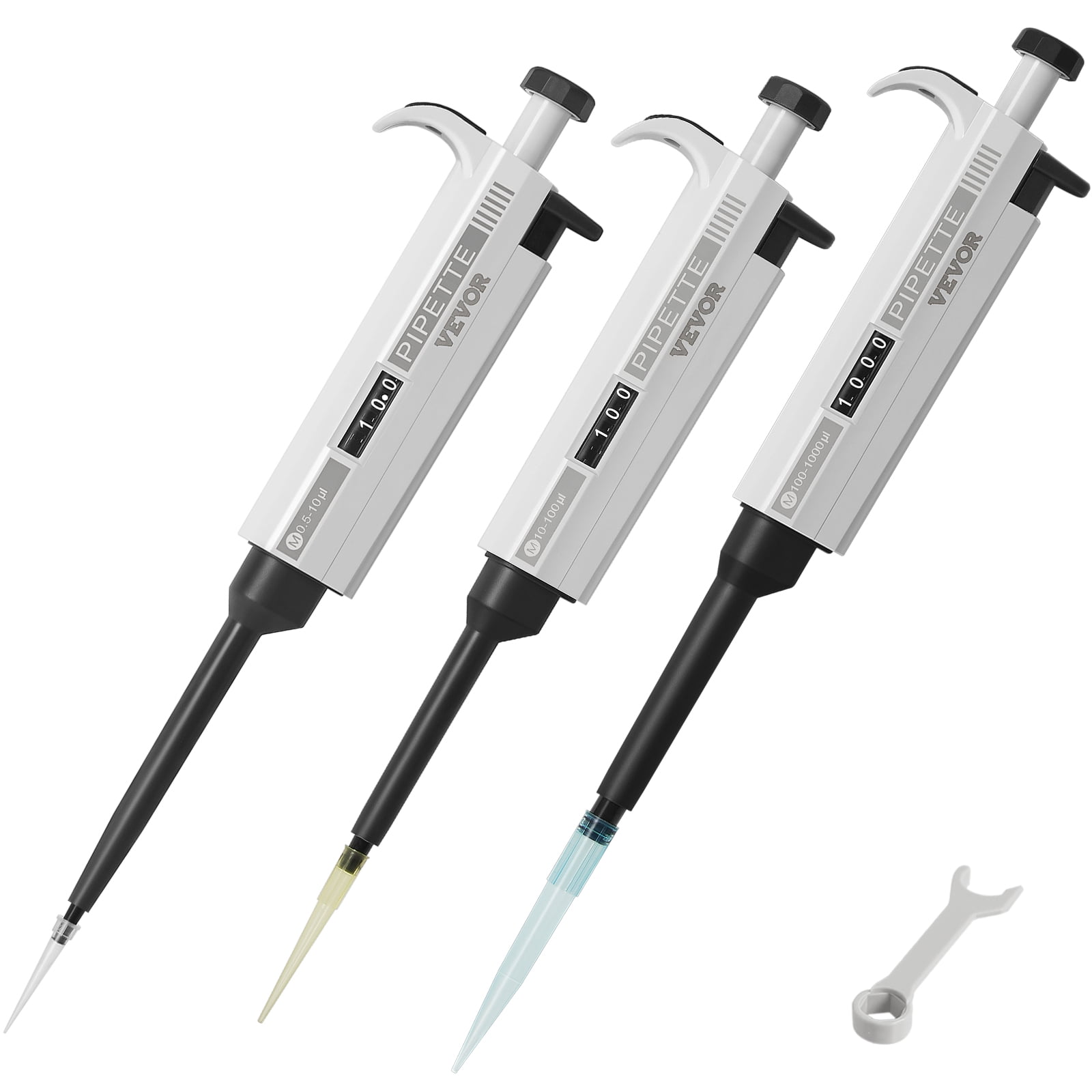VEVOR Micropipette Kit, 3 Single Channel Pipettes (0.510μl, 10100μl