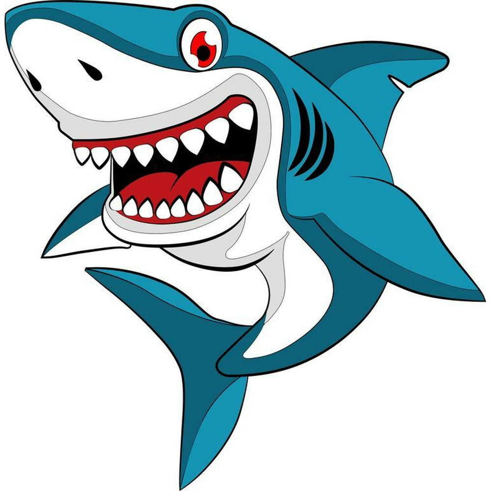 Great Whale Baby Shark Smiling Face Cartoon Character Wall Art Sticker