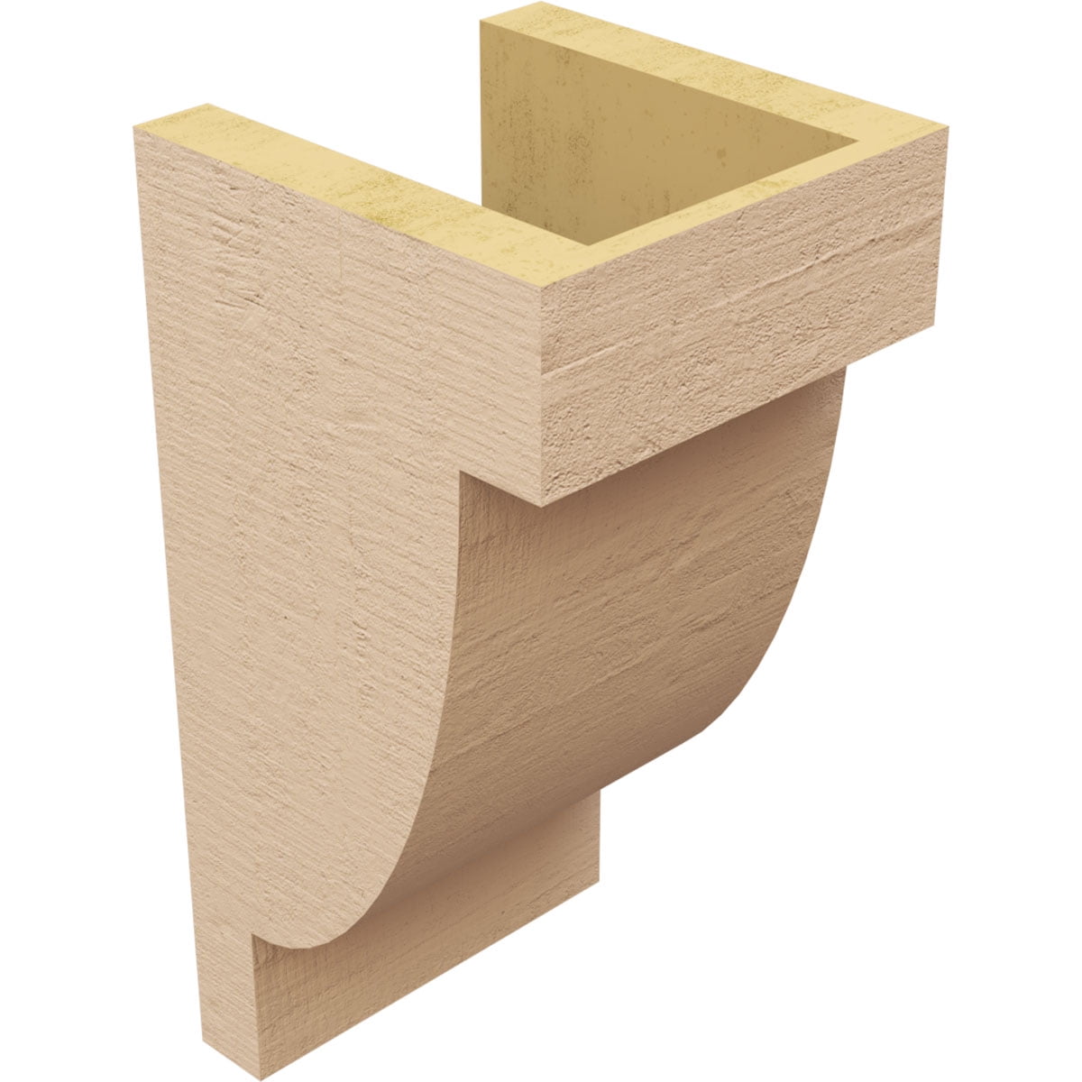 6"W x 6"D x 12"H Wide Alpine Rough Cedar Woodgrain TimberThane Corbel, Primed Tan