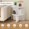thumbnail image 6 of 2PCS Half Round Founctional Side Table, 2-tier Wooden Nightstand w/Open Storage Shelves, 6 of 9