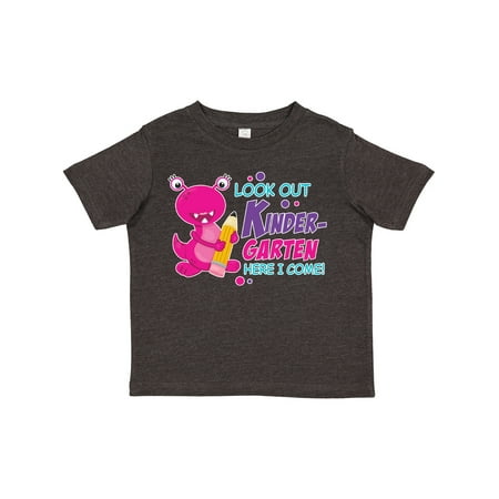 

Inktastic Look out Kindergarten Here I Come with Cute Pink Monster Gift Toddler Boy or Toddler Girl T-Shirt