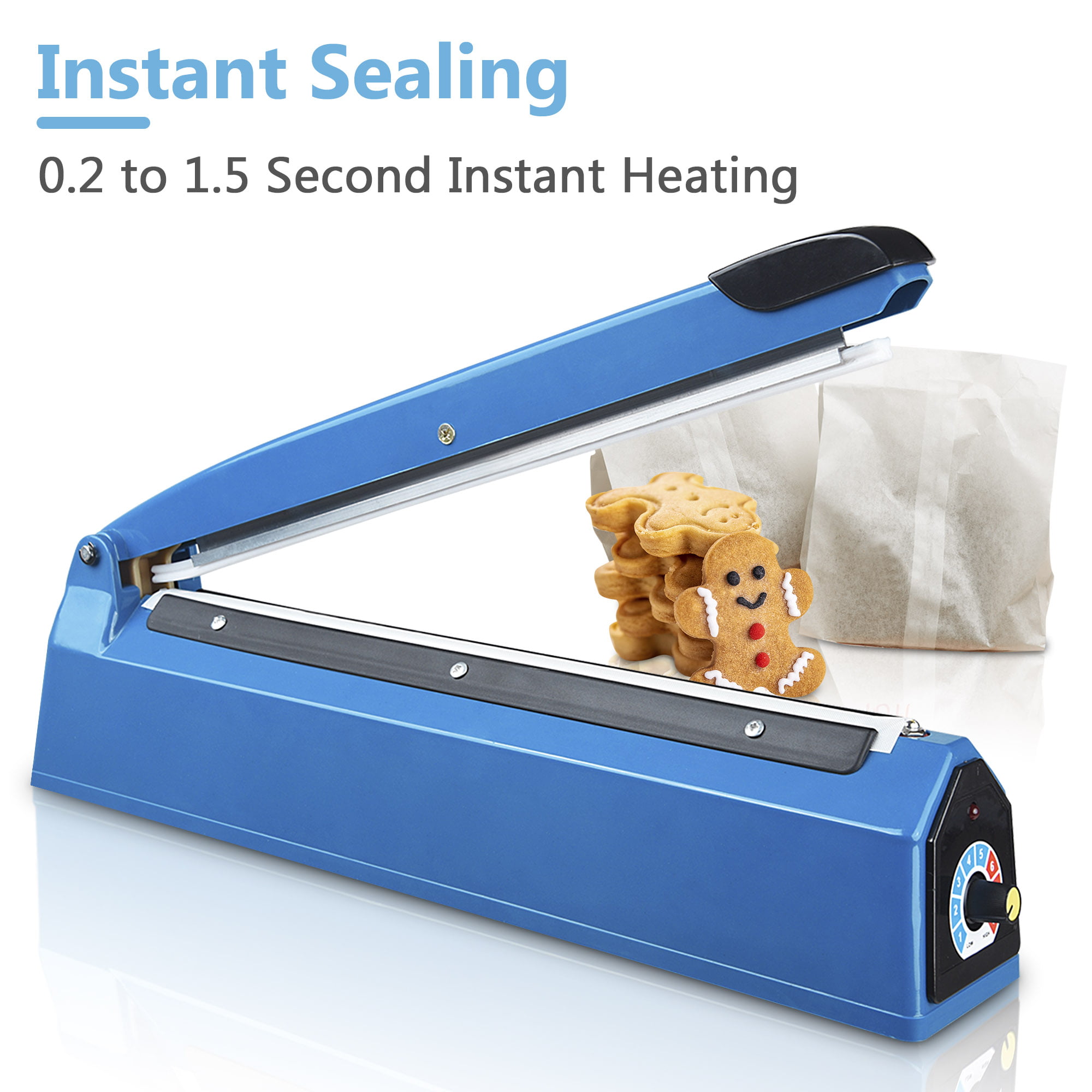 12 inch Impulse Heat Sealer Machine Impulse Bag Sealer Poly Bag Sealing  Machine Heat Seal Closer with Repair Kit