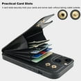 thumbnail image 3 of Petsta Compatible with iPhone 14 Pro Case Wallet with Card Holder, 360°Rotation Finger Ring Holder Kickstand, RFID Blocking Leather Protective Double Buttons Shockproof Cover 6.1 Inch Black, 3 of 5
